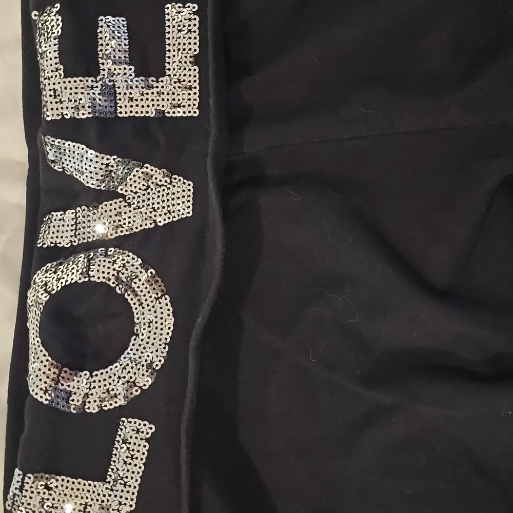 Black Love Sequin Yoga Pants - Picture 6 of 6